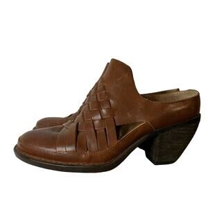 Born Paya Brown Leather Mules Womens Size 7.5